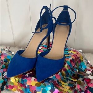 Forever 21 Cobalt Blue Pointed-Toe Ankle Strap Heels